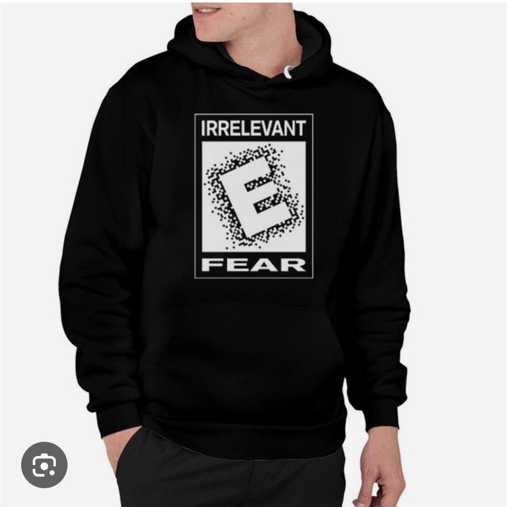 Irrelevant Fear Black Hoodie Sweater Classic Cotton Blend size adult small